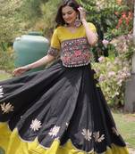 emerald georgette Lehenga and top with embroidery & Sequin work