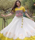 peach chinon Lehenga and top with embroidery & Sequin work