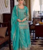 Women Ethnic Motifs Embroidered Sequinned Kurta with Palazzos & With Dupatta