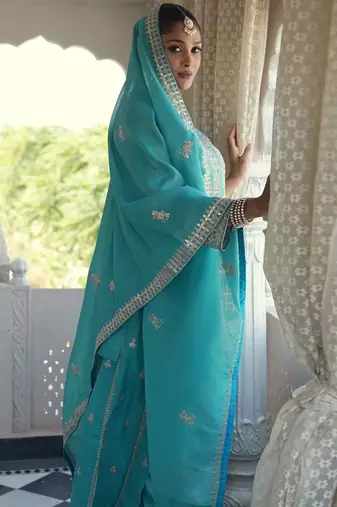 Women Ethnic Motifs Embroidered Sequinned Kurta with Palazzos & With Dupatta