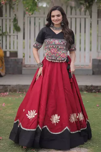 blue chinon Lehenga and top with embroidery & Sequin work