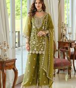 Women Ethnic Motifs Embroidered Thread Work Kurta with Palazzos & With Dupatta
