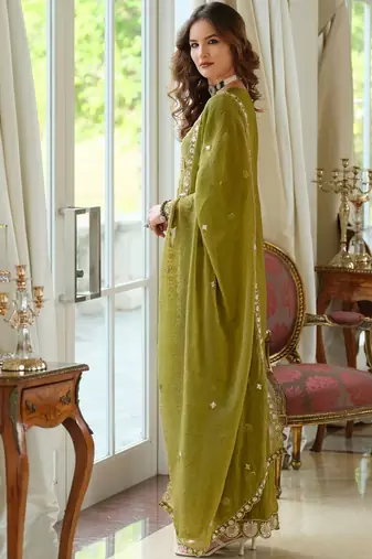 Women Ethnic Motifs Embroidered Thread Work Kurta with Palazzos & With Dupatta