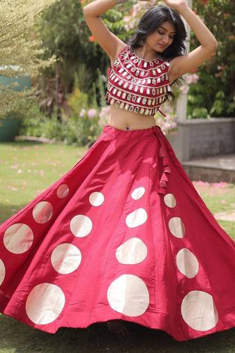 brown silk blend blend Lehenga and top with embroidery & Sequin work