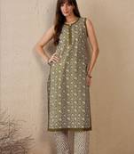 Women Ethnic Motifs Printed Cotton Kurta with Trousers & With Dupatta