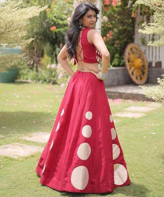 brown silk blend blend Lehenga and top with embroidery & Sequin work 4