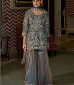 Women Ethnic Motifs Embroidered Thread Work Kurta with Sharara & With Dupatta