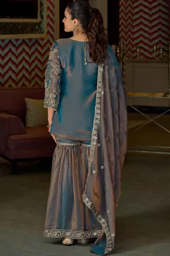 Women Ethnic Motifs Embroidered Thread Work Kurta with Sharara & With Dupatta