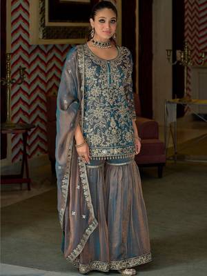 Women Ethnic Motifs Embroidered Thread Work Kurta with Sharara & With Dupatta 6