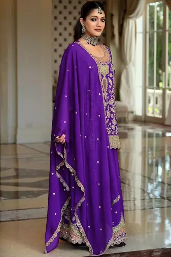 Women Ethnic Motifs Embroidered Kurta with Sharara & With Dupatta