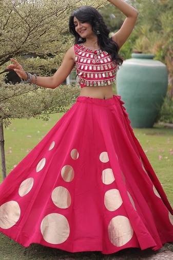 wine chiffon Lehenga and top with embroidery & Sequin work