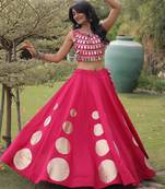 wine chiffon Lehenga and top with embroidery & Sequin work