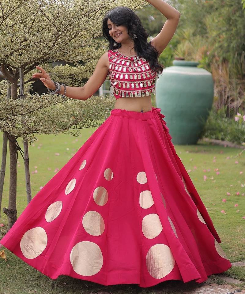 wine chiffon Lehenga and top with embroidery & Sequin work