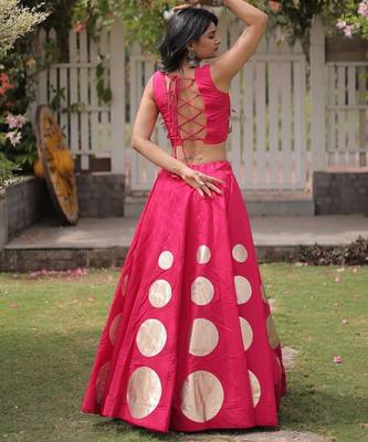 wine chiffon Lehenga and top with embroidery & Sequin work 4