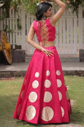 wine chiffon Lehenga and top with embroidery & Sequin work