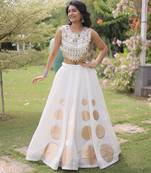 lavender chiffon Lehenga and top with embroidery & Sequin work