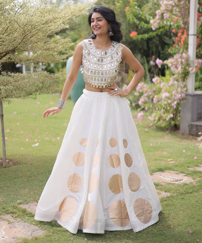 lavender chiffon Lehenga and top with embroidery & Sequin work
