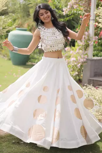lavender chiffon Lehenga and top with embroidery & Sequin work