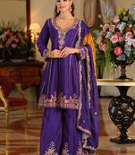 Women Ethnic Motifs Embroidered Thread Work Kurta with Palazzos & With Dupatta