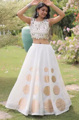 lavender chiffon Lehenga and top with embroidery & Sequin work