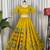 yellow chiffon semi stitched suit with embroidery & sequence work
