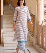 Women Ethnic Motifs Printed Cotton Kurta with Palazzos