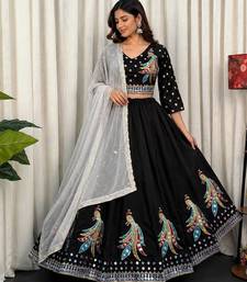 black chiffon Lehenga and top with embroidery & Sequin work
