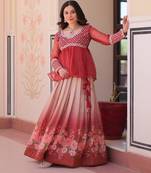 Rust silk blend Readymade Lehenga Choli with Beads Embroidered & Printed Work