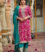 Women Ethnic Motifs Embroidered Thread Work Kurta with Trousers & With Dupatta