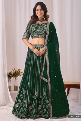 Faux Georgette Semi Stitched Lehenga Choli with Embroidered & Sequence Work 1