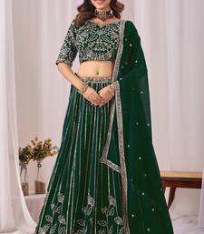 Faux Georgette Semi Stitched Lehenga Choli with Embroidered & Sequence Work