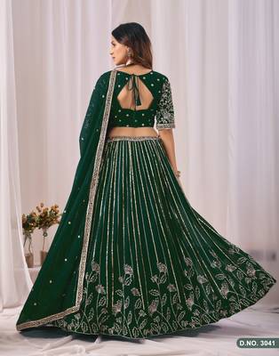 Faux Georgette Semi Stitched Lehenga Choli with Embroidered & Sequence Work 4