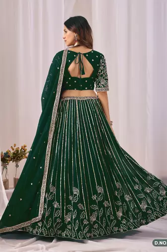 Faux Georgette Semi Stitched Lehenga Choli with Embroidered & Sequence Work