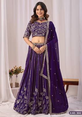 Faux Georgette Lehenga Choli with Embroidered & Sequin Work 1