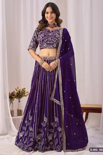 Faux Georgette Lehenga Choli with Embroidered & Sequin Work