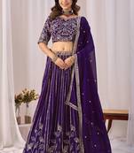 Faux Georgette Lehenga Choli with Embroidered & Sequin Work