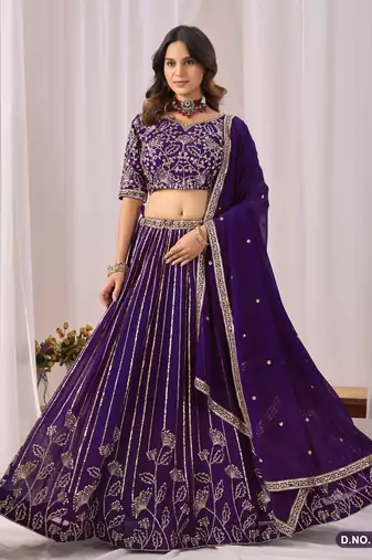 Faux Georgette Lehenga Choli with Embroidered & Sequin Work