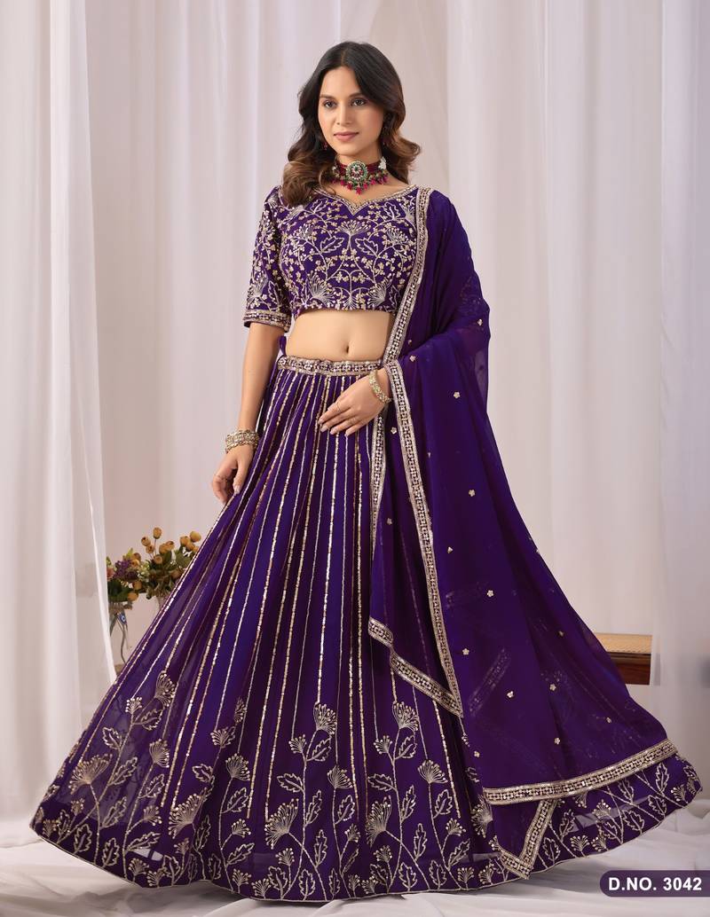 Faux Georgette Lehenga Choli with Embroidered & Sequin Work