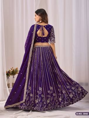 Faux Georgette Lehenga Choli with Embroidered & Sequin Work 4