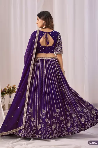 Faux Georgette Lehenga Choli with Embroidered & Sequin Work