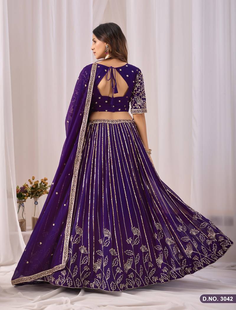 Faux Georgette Lehenga Choli with Embroidered & Sequin Work