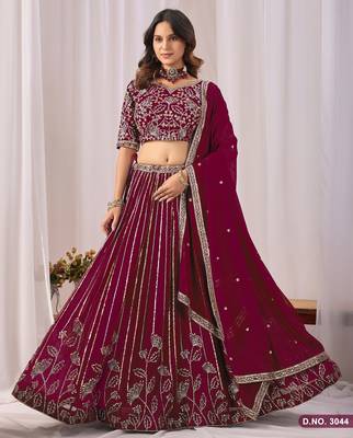 Faux Georgette Lehenga Choli with Embroidered & Sequin Work 1