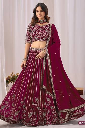 Faux Georgette Lehenga Choli with Embroidered & Sequin Work