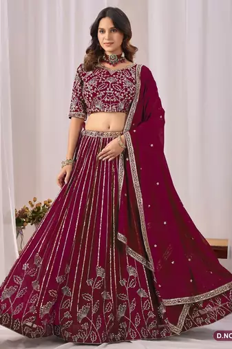 Faux Georgette Lehenga Choli with Embroidered & Sequin Work