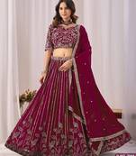 Faux Georgette Lehenga Choli with Embroidered & Sequin Work