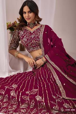 Faux Georgette Lehenga Choli with Embroidered & Sequin Work 2