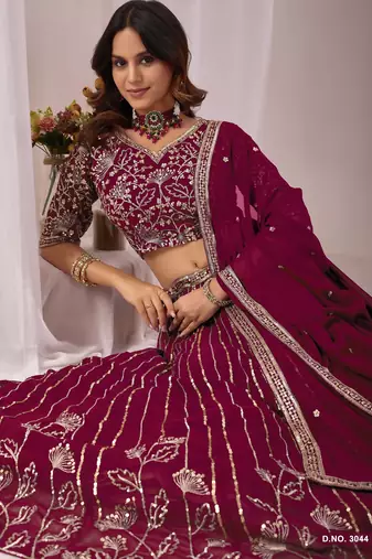 Faux Georgette Lehenga Choli with Embroidered & Sequin Work
