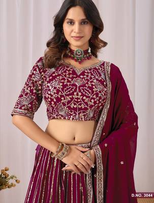 Faux Georgette Lehenga Choli with Embroidered & Sequin Work 3
