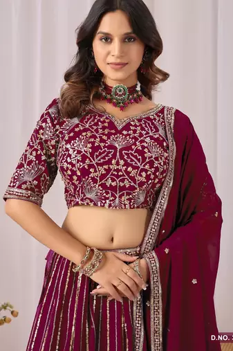 Faux Georgette Lehenga Choli with Embroidered & Sequin Work