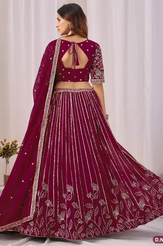 Faux Georgette Lehenga Choli with Embroidered & Sequin Work